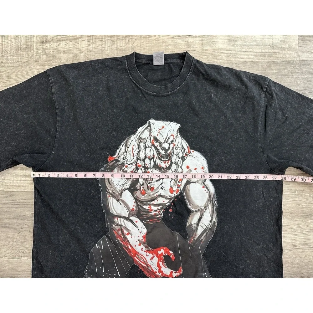 Men's Vintage Style Black Washed Invincible Battle Beast 2XL T-Shirt 100% Cotton